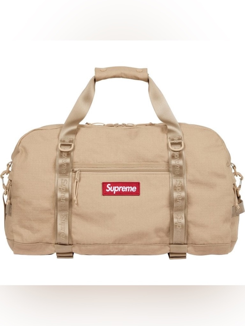 Supreme Duffle Bag SS26 Box Logo Tan Cotton Blend Ripstop Cordura